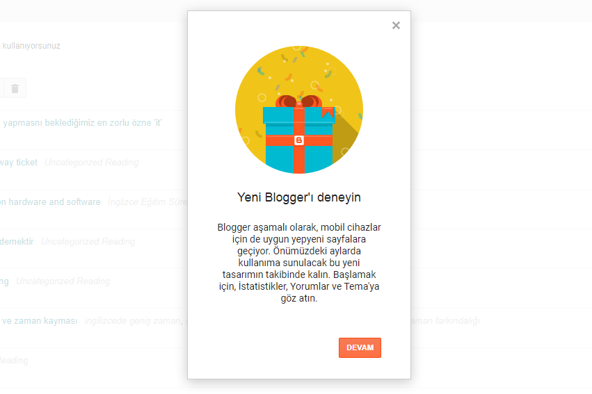 Blogger güncellemesi