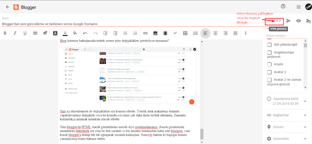 Blogger güncellemesi