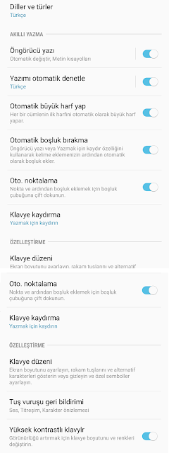 Samsung telefon klavye ayarları