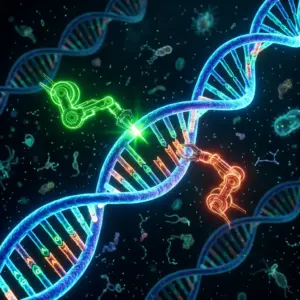 Genetik kod ve yaşlanmayı durdurma araştırmalarını anlatan kapak görseli