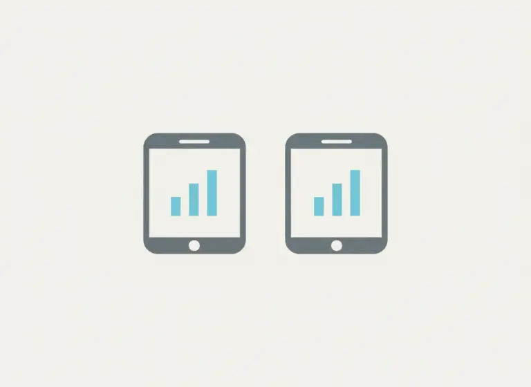 İki akıllı telefon simgesi, sinyal çubuklu, soyut karşılaştırma illustrasyonu