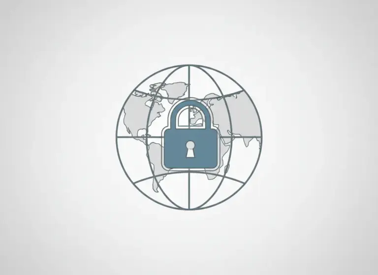 Dünya haritası üzerinde kilit simgesi, VPN güvenliği temalı